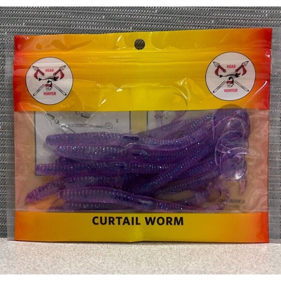 NEW Head Hunter Curtail 6 Inch Worm Lure Fishing Electric Blue 12 Count CT590-06 - Picture 1 of 4